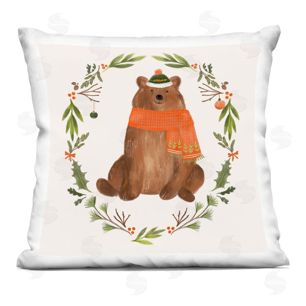 stupell industries Laura Konyndyk | Holiday Bear Wreaf Printed Throw Pillow