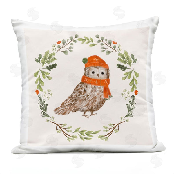 Stupell Industries Laura Konyndyk | Holiday Owl Wreaf Printed Throw Pillow