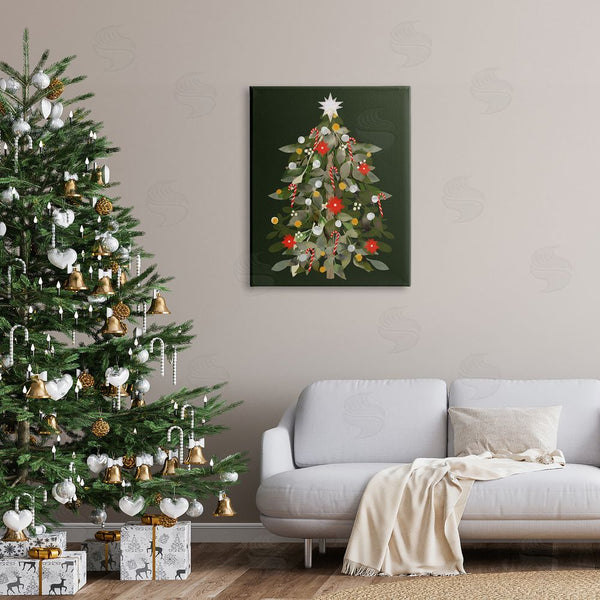 Stupell Industries Laura Konyndyk | Jovial Christmas Tree Decorated Ornaments Poinsettia Flowers Wall Art