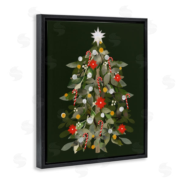 Stupell Industries Laura Konyndyk | Jovial Christmas Tree Decorated Ornaments Poinsettia Flowers Wall Art