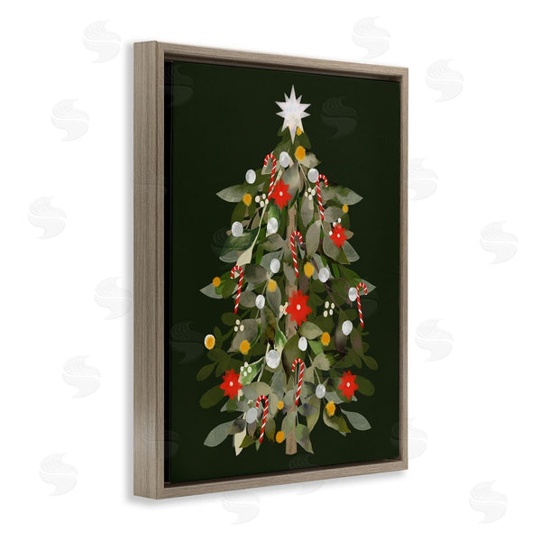 Stupell Industries Laura Konyndyk | Jovial Christmas Tree Decorated Ornaments Poinsettia Flowers Wall Art