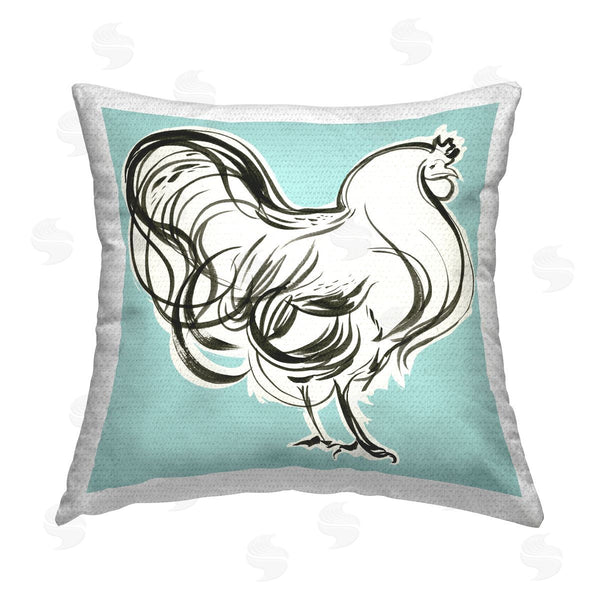 Stupell Industries Laura Marr | Abstract Rooster On Blue Printed Throw Pillow