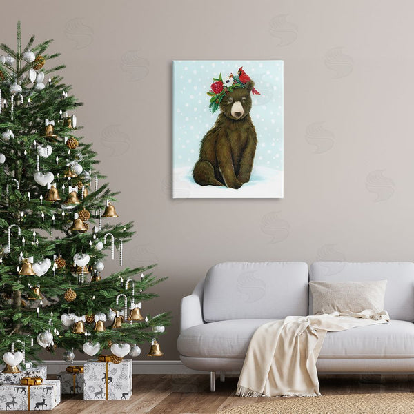 Stupell Industries Laura Marr | Bear Seasonal Holly Snow Scene Wall Art