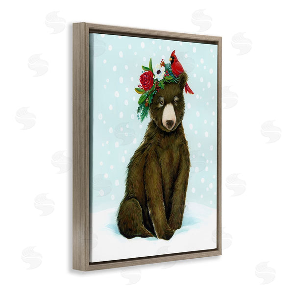Stupell Industries Laura Marr | Bear Seasonal Holly Snow Scene Wall Art