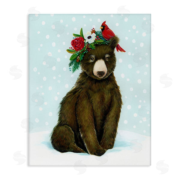 stupell industries Laura Marr | Bear Seasonal Holly Snow Scene Wall Art