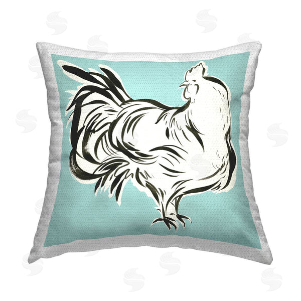 Stupell Industries Laura Marr | Hen Doodle On Turquoise Printed Throw Pillow