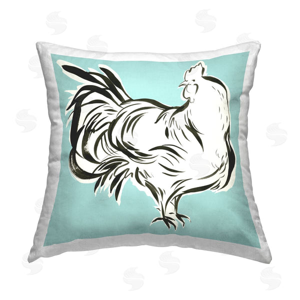 stupell industries Laura Marr | Hen Doodle on Turquoise Printed Throw Pillow