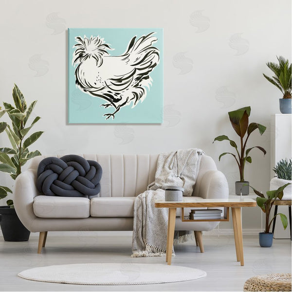 Stupell Industries Laura Marr | Modern Chicken On Blue Wall Art