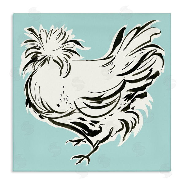 stupell industries Laura Marr | Modern Chicken on Blue Wall Art