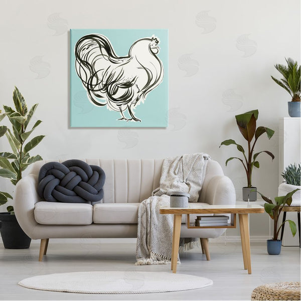 Stupell Industries Laura Marr | Rooster Drawing On Blue Wall Art