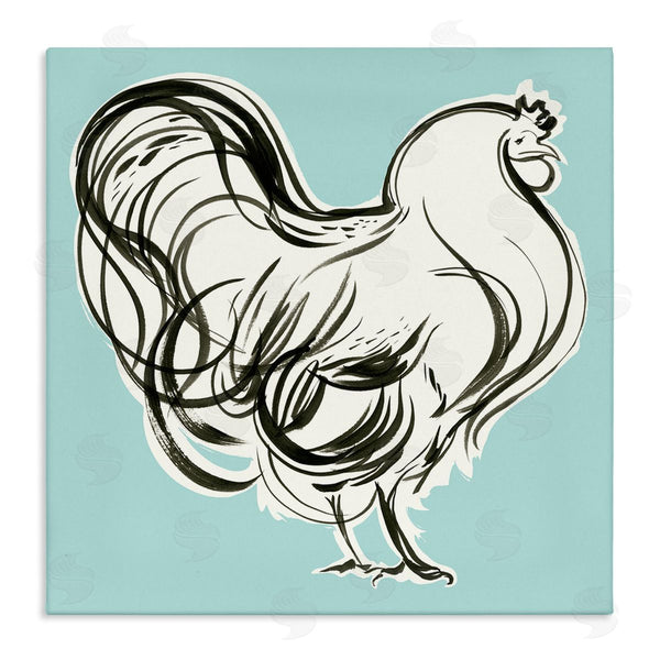 stupell industries Laura Marr | Rooster Drawing on Blue Wall Art