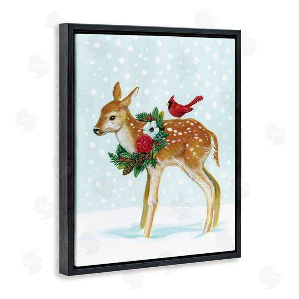 Stupell Industries Laura Marr | Snowy Deer Holiday Cardinal Wall Art