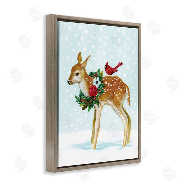 Stupell Industries Laura Marr | Snowy Deer Holiday Cardinal Wall Art