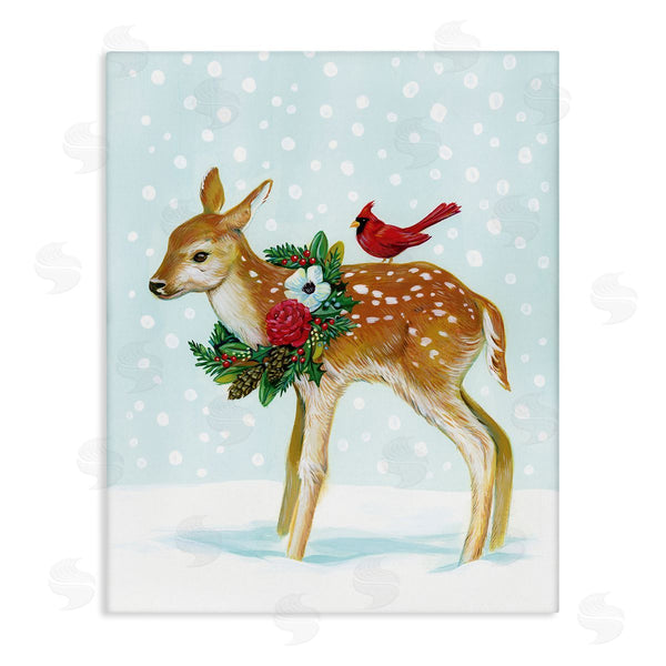 stupell industries Laura Marr | Snowy Deer Holiday Cardinal Wall Art