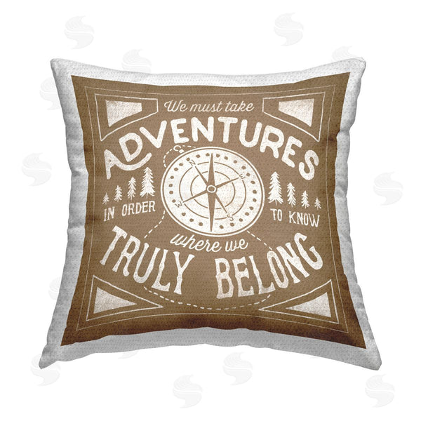 Stupell Industries Laura Marshall | Adventures Compass Phrase Printed Throw Pillow