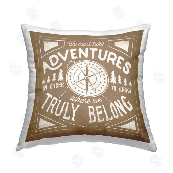 stupell industries Laura Marshall | Adventures Compass Phrase Printed Throw Pillow