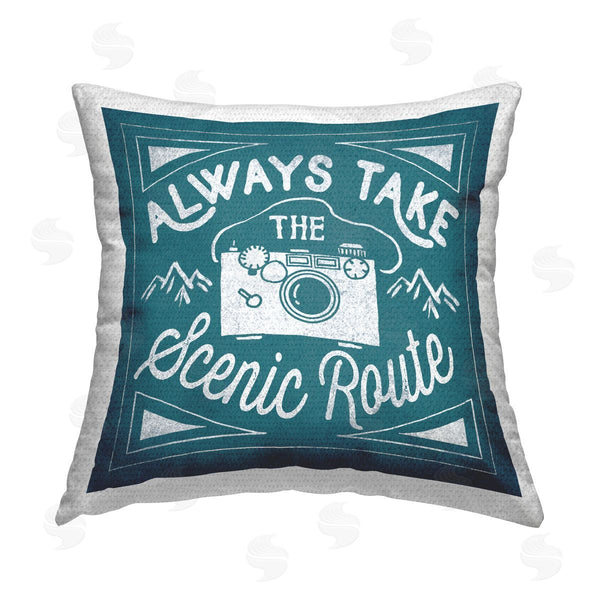 Stupell Industries Laura Marshall | Always Take Scenic Route Phrase Printed Throw Pillow