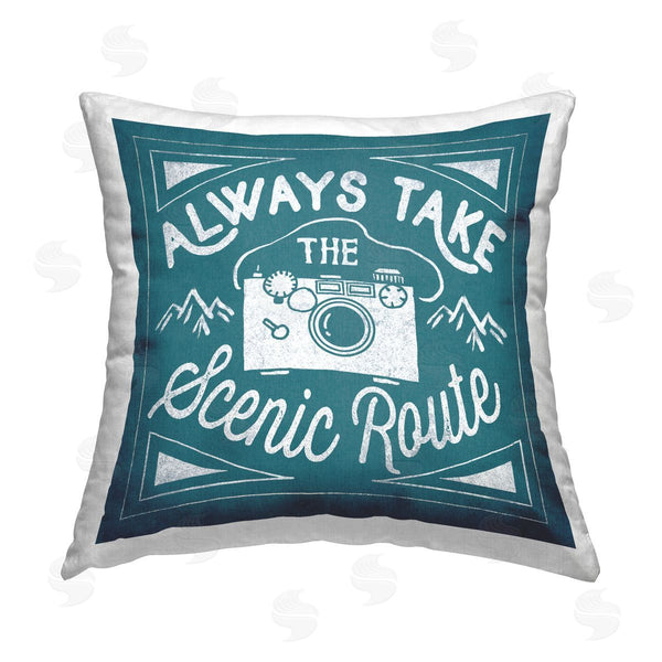 stupell industries Laura Marshall | Always Take Scenic Route Phrase Printed Throw Pillow