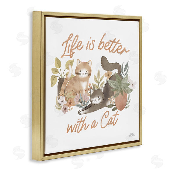 Stupell Industries Laura Marshall | Better With Cat Phrase