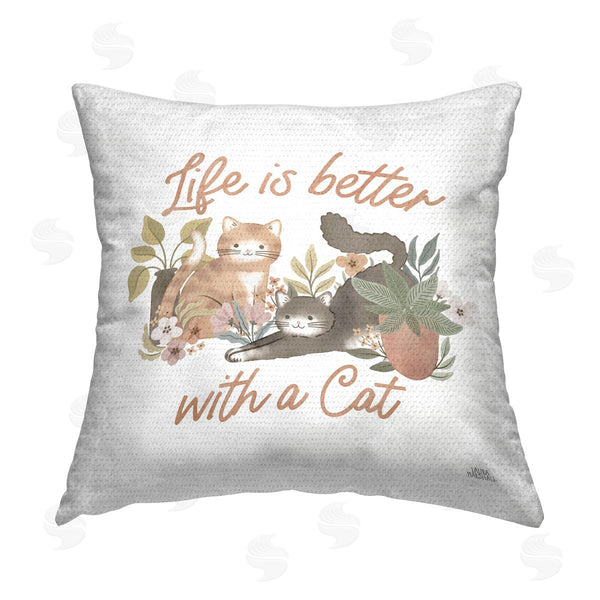 Stupell Industries Laura Marshall | Better With Cat Phrase Printed Throw Pillow