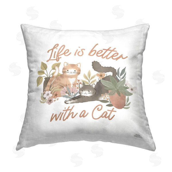 stupell industries Laura Marshall | Better with Cat Phrase Printed Throw Pillow