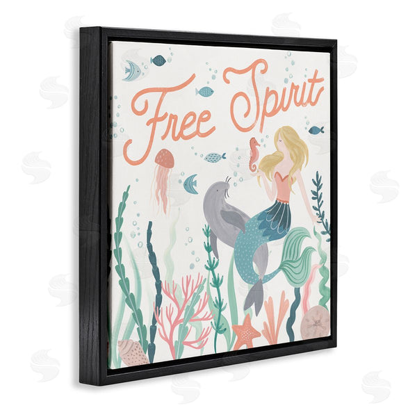 Stupell Industries Laura Marshall | Free Spirit Phrase Children's Underwater Mermaid Animals Wall Art
