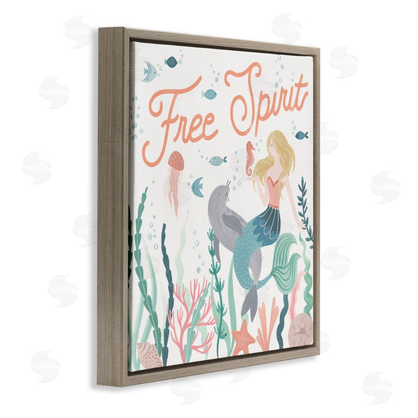 Stupell Industries Laura Marshall | Free Spirit Phrase Children's Underwater Mermaid Animals Wall Art