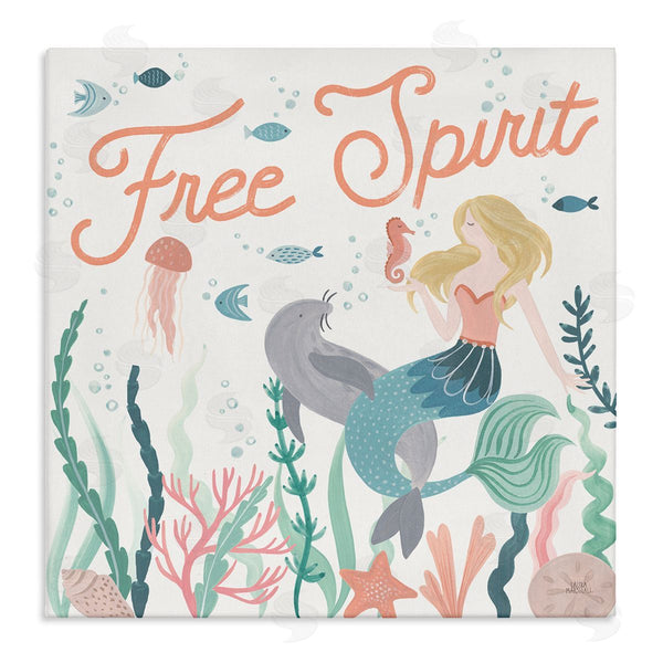stupell industries Laura Marshall | Free Spirit Phrase Children's Underwater Mermaid Animals Wall Art