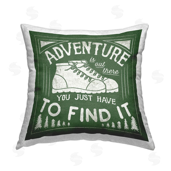 Stupell Industries Laura Marshall | Green Adventure Hiking Phrase Printed Throw Pillow