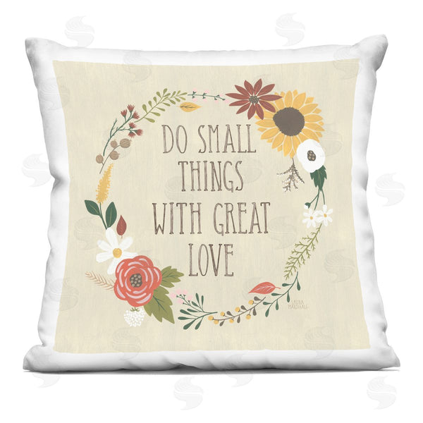 stupell industries Laura Marshall | Heartwarming Great Love Quote Floral Border Printed Throw Pillow