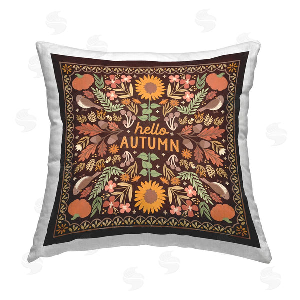 stupell industries Laura Marshall | Hello Autumn on Brown Printed Throw Pillow