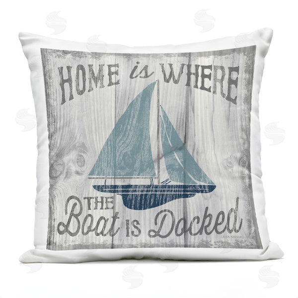 Stupell Industries Laura Marshall | Home Is Where The Boat's Docked Nautical Family Printed Throw Pillow