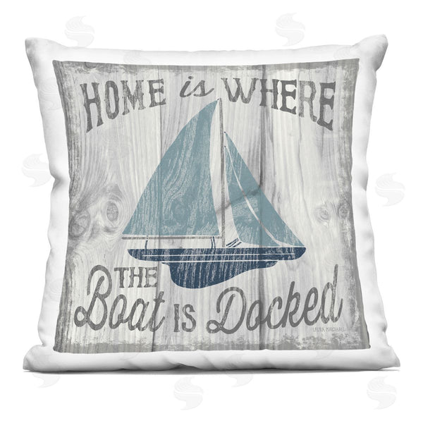 stupell industries Laura Marshall | Home is Where The Boat's Docked Nautical Family Printed Throw Pillow