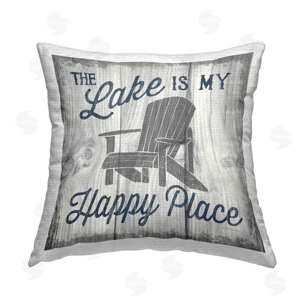 Stupell Industries Laura Marshall | Lake Is My Happy Place Phrase Printed Throw Pillow