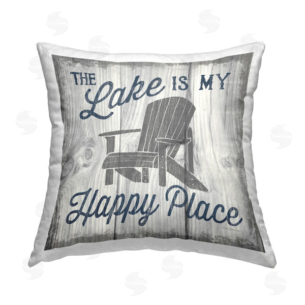 stupell industries Laura Marshall | Lake Is My Happy Place Phrase Printed Throw Pillow
