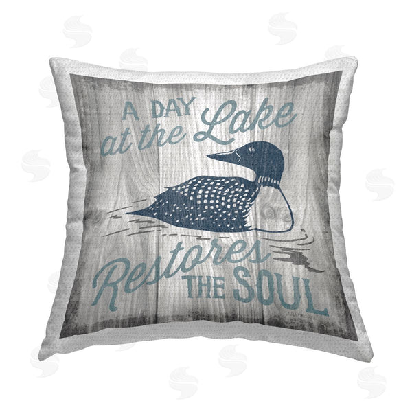 Stupell Industries Laura Marshall | Lake Restores The Soul Phrase Printed Throw Pillow