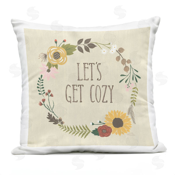 Stupell Industries Laura Marshall | Let's Get Cozy Botanical Flower Border Printed Throw Pillow
