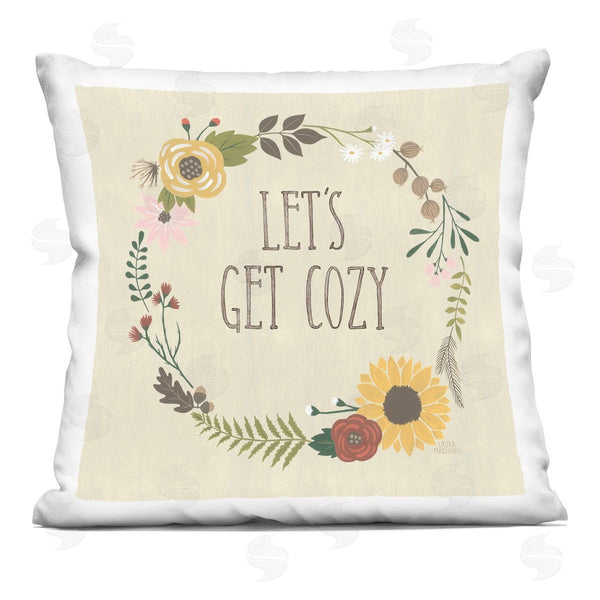 stupell industries Laura Marshall | Let's Get Cozy Botanical Flower Border Printed Throw Pillow