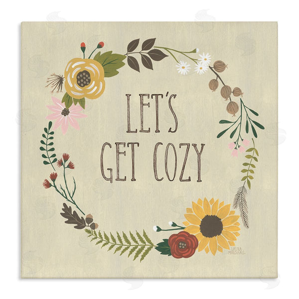 stupell industries Laura Marshall | Let's Get Cozy Floral Wreath Wall Art