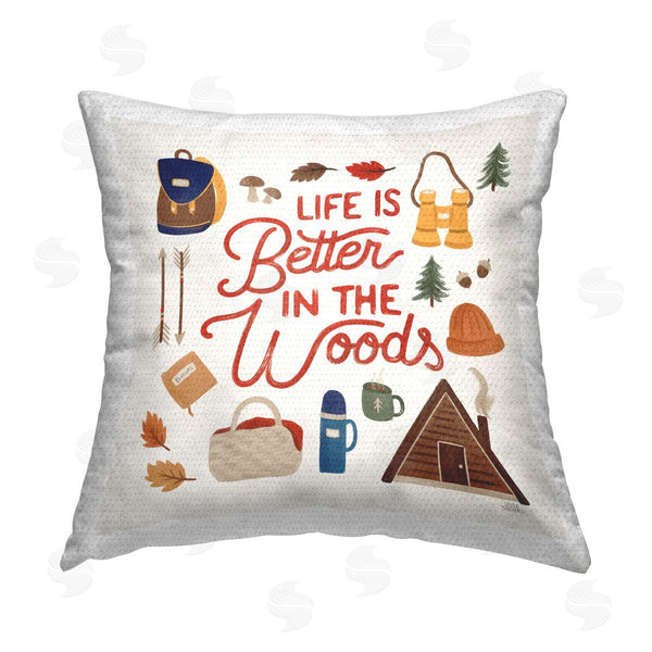 Stupell Industries Laura Marshall | Life Better In Woods Phrase Printed Throw Pillow