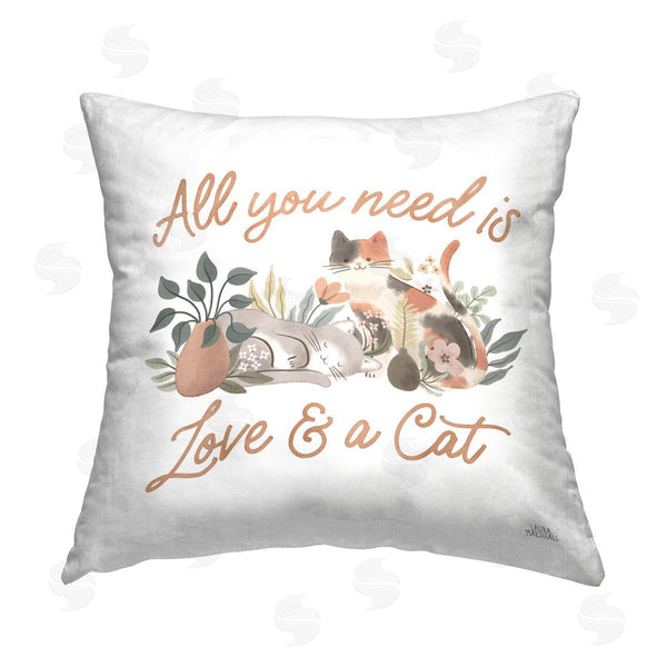stupell industries Laura Marshall | Love & A Cat Phrase Printed Throw Pillow