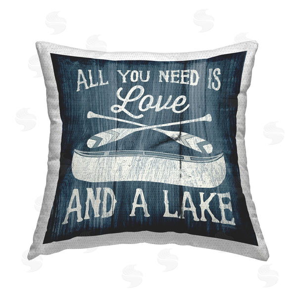 Stupell Industries Laura Marshall | Love & Lake Canoe Phrase Printed Throw Pillow