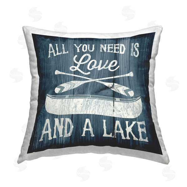 stupell industries Laura Marshall | Love & Lake Canoe Phrase Printed Throw Pillow