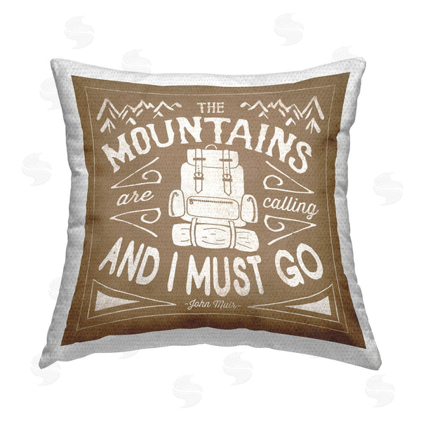 Stupell Industries Laura Marshall | Mountains Are Calling Phrase Printed Throw Pillow