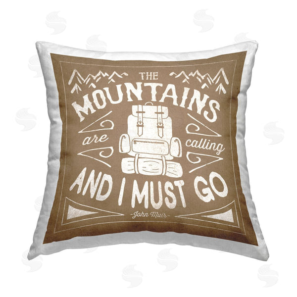 stupell industries Laura Marshall | Mountains Are Calling Phrase Printed Throw Pillow