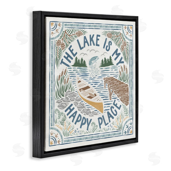 Stupell Industries Laura Marshall | My Happy Place Lake Phrase Wall Art