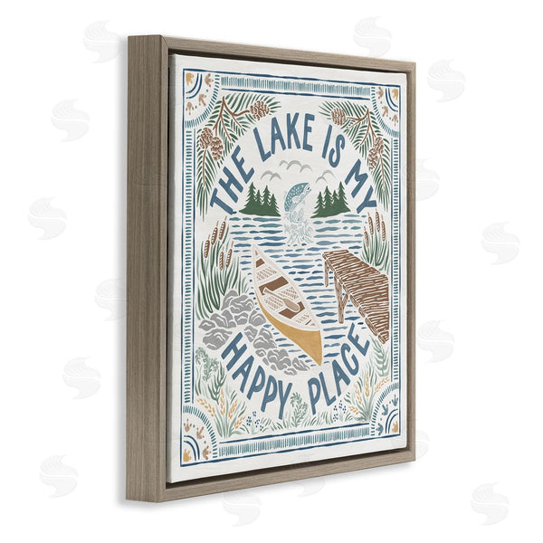 Stupell Industries Laura Marshall | My Happy Place Lake Phrase Wall Art