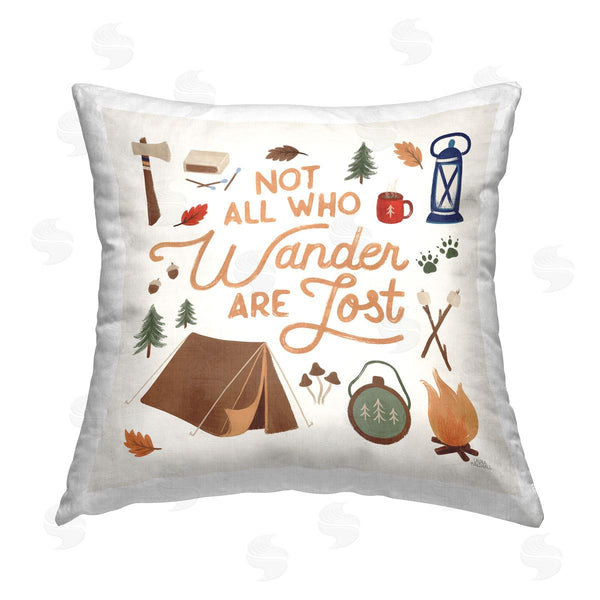 stupell industries Laura Marshall | Not All Who Wander Phrase Printed Throw Pillow