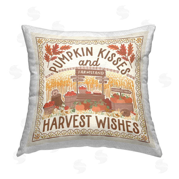 Stupell Industries Laura Marshall | Pumpkin Kisses Fall Scene Printed Throw Pillow