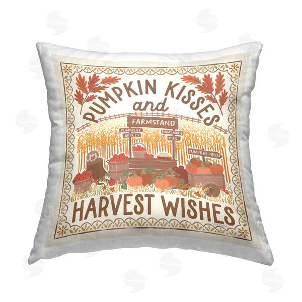 stupell industries Laura Marshall | Pumpkin Kisses Fall Scene Printed Throw Pillow